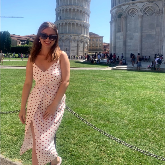 White midi dress with red polka dots❤️ - Picture 2 of 2